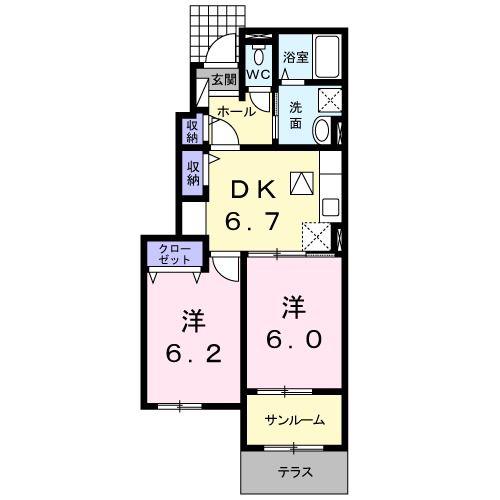 ルーク II(2DK/1階)の間取り写真