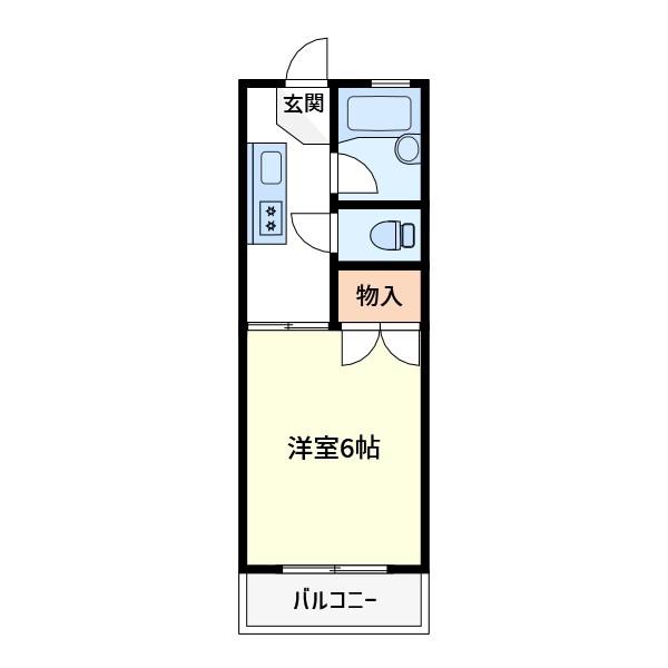ロイヤルマンション(1K/2階)の間取り写真