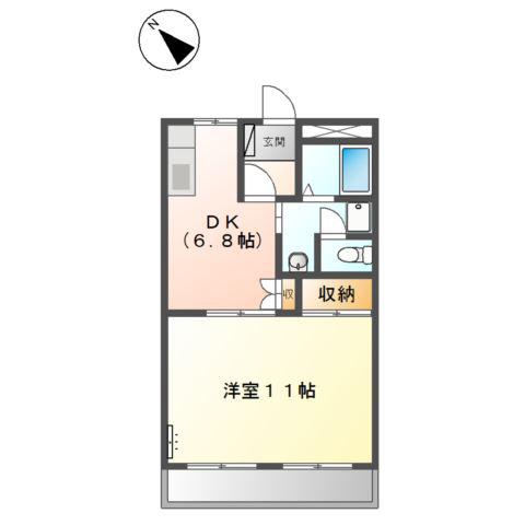 ハイツ岡西II(1DK/2階)の間取り写真