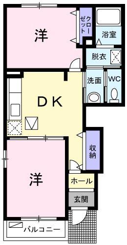 リバーサイド マキ(2DK/1階)の間取り写真