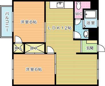 小文字ハイツ(2LDK/4階)の間取り写真