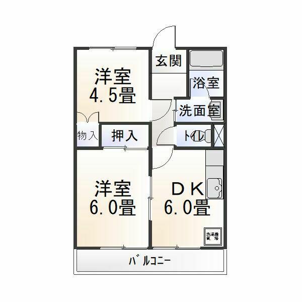 スリーアイランド(2DK/2階)の間取り写真