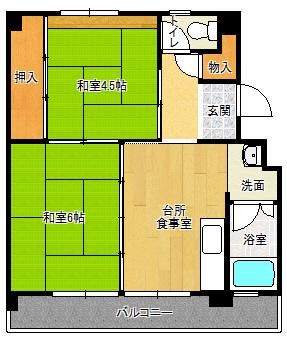 有野団地(2DK/3階)の間取り写真