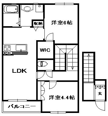 スイートハイツ南口(2LDK/2階)の間取り写真