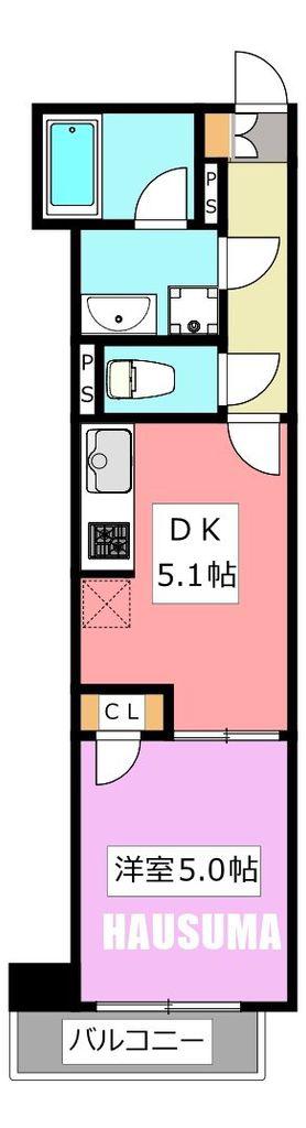 クオリタス東十条(1DK/4階)の間取り写真