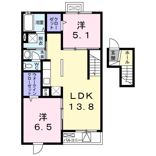 ベルマルーン(2LDK/4階)の間取り写真