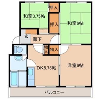 アースマンション花岡(3DK/2階)の間取り写真