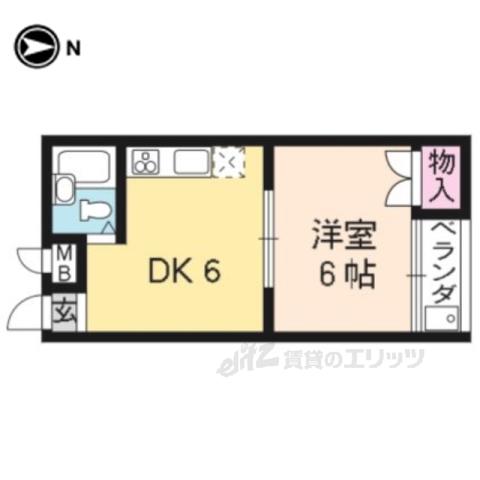 レジデンス西ノ京(1DK/4階)の間取り写真