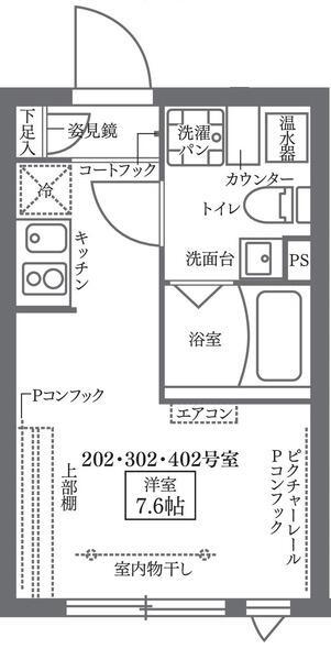 COCOCUBE北千住(ワンルーム/2階)の間取り写真