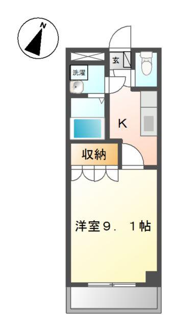 クレストール(1K/2階)の間取り写真
