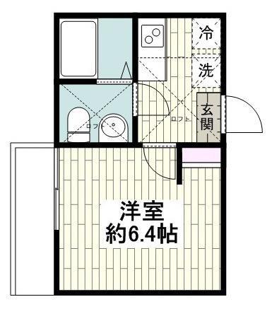 ヒルトップライン(1K/2階)の間取り写真