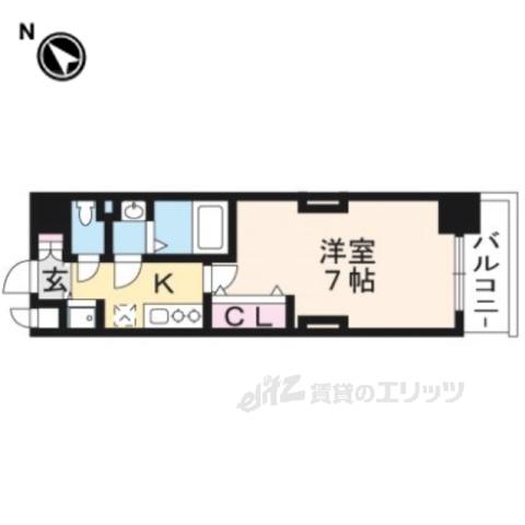 LUXE京都西大路(1K/7階)の間取り写真
