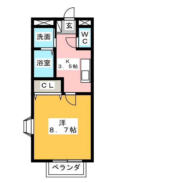 フジハイツII(1K/3階)の間取り写真