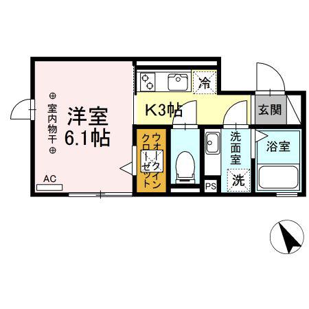 AUGUST(1K/1階)の間取り写真