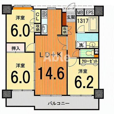 ダイアパレス西宝町弐番館(3LDK/8階)の間取り写真