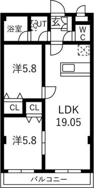 ニューシティ山根(2LDK/4階)の間取り写真