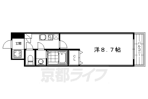 サンシティ烏丸高辻(1K/6階)の間取り写真