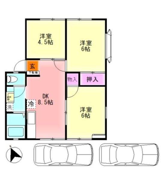 アーバン成田55号館(3DK/1階)の間取り写真