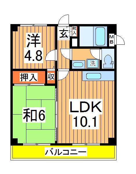 アムール(2LDK/3階)の間取り写真