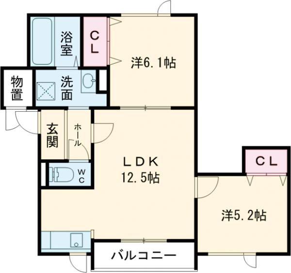 OFFSHORE(2LDK/2階)の間取り写真