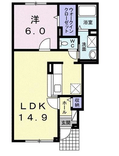 モデルノ ポテーレIII(1LDK/1階)の間取り写真