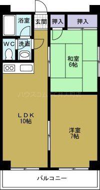 ソレイユ磯路(2LDK/3階)の間取り写真
