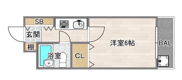 フォルム東住吉(1K/6階)の間取り写真