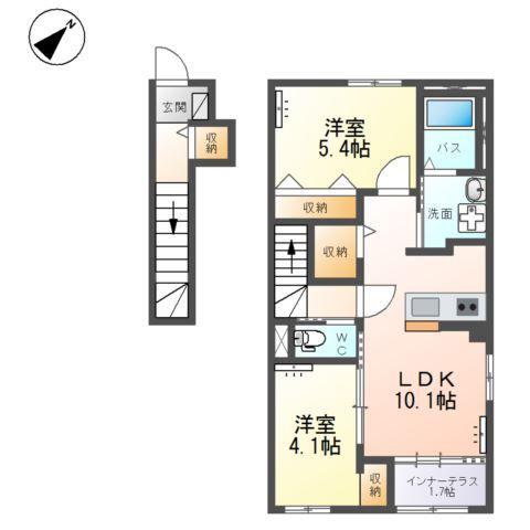 フォレスト アクア(2LDK/2階)の間取り写真