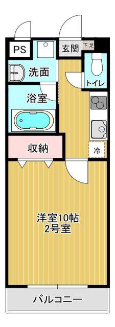 TYC南方(1K/2階)の間取り写真