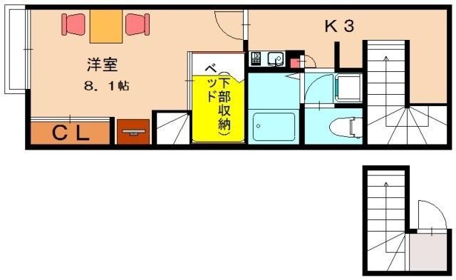 レオパレスボアソルテ(1K/2階)の間取り写真