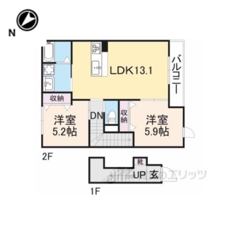 LIRA CUORE(2LDK/2階)の間取り写真