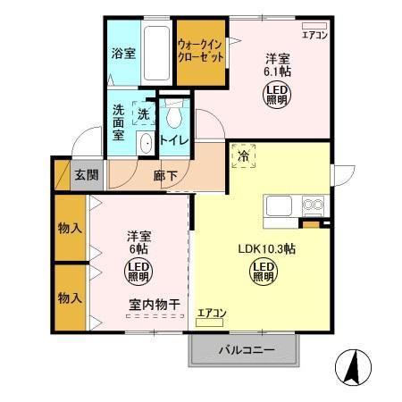グランマーレ G棟(2LDK/2階)の間取り写真