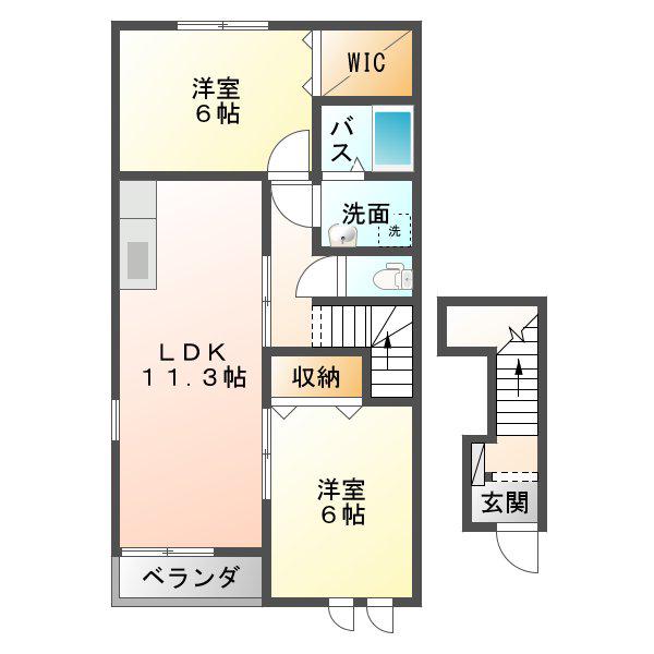 モナ・ヴェイルII(2LDK/2階)の間取り写真