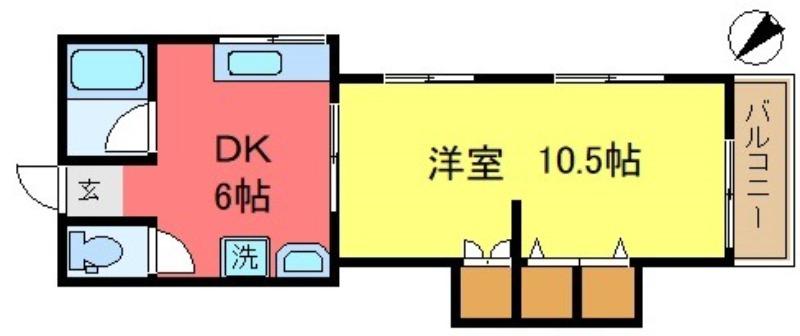 第1メリーハウス(1DK/2階)の間取り写真