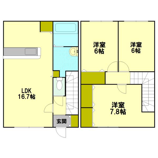 レガーメ北広島壱番館(3LDK/1階)の間取り写真