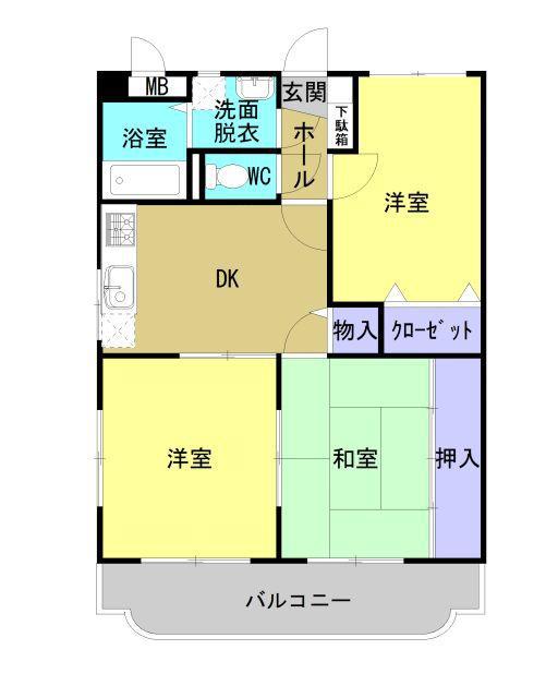 ユーミー遠田(3DK/1階)の間取り写真