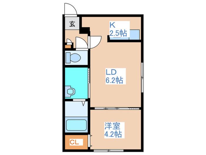 PROUD菊水(1LDK/3階)の間取り写真