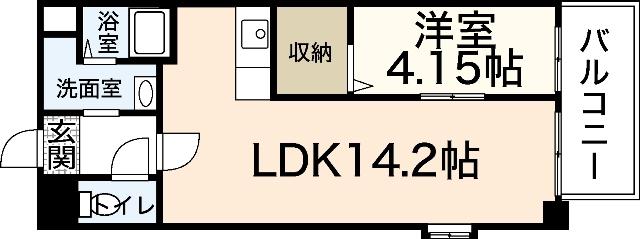 タウン五日市(1LDK/9階)の間取り写真