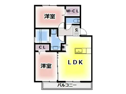 アンジュール(2LDK/2階)の間取り写真
