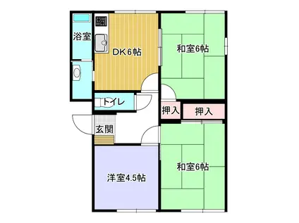 タウニィ狭山(3DK/1階)の間取り写真