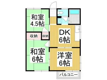 フォーブルつかま(3DK/2階)の間取り写真