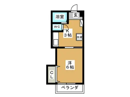 豪徳寺ハウスローゼン(1K/2階)の間取り写真