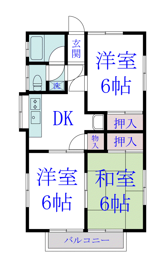 ハイツはぎ(3DK/1階)の間取り写真