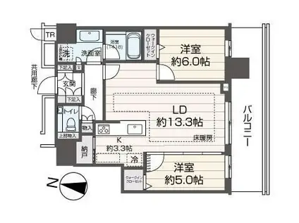 ONE札幌ステーションタワー(2LDK/30階)の間取り写真