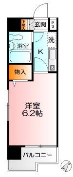 ライオンズマンション相模大野第6(1K/7階)の間取り写真