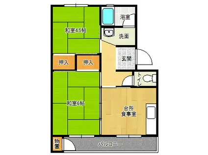 有野団地(2DK/5階)の間取り写真