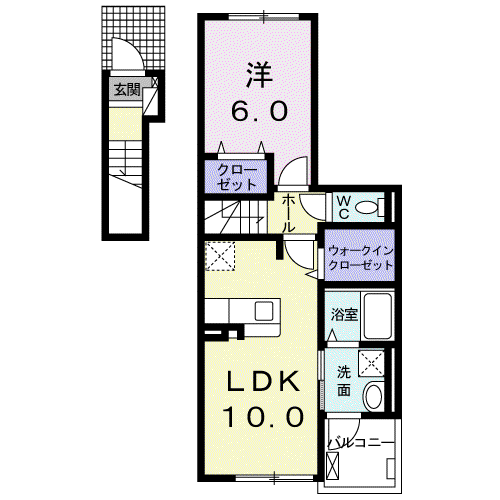 ボヌール梅田 II(1LDK/2階)の間取り写真
