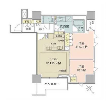 ザ・パークハウス千代田麹町(2LDK/9階)の間取り写真