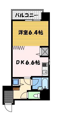 クオーレ鍛冶屋町(1DK/6階)の間取り写真