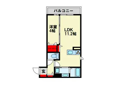 DROOM浜町II A棟(1LDK/2階)の間取り写真